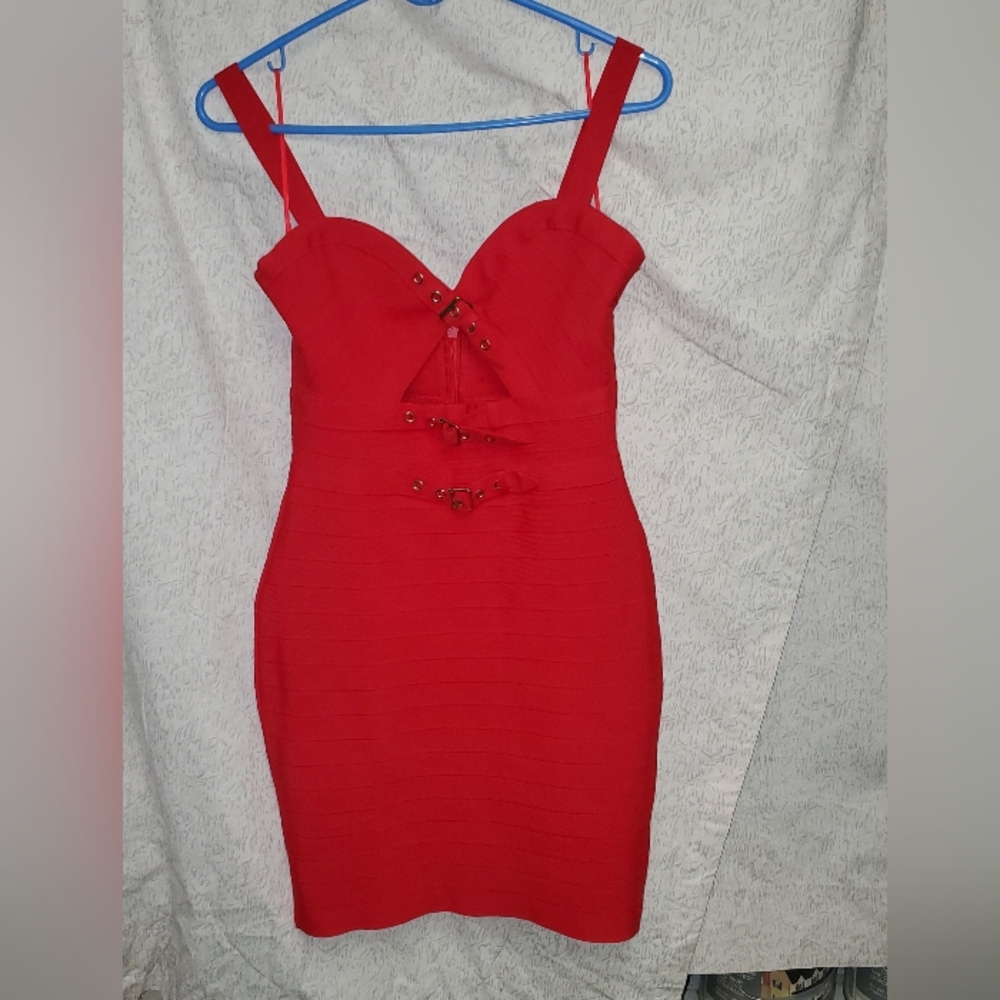 Elegant Red Bandage Women's Dress